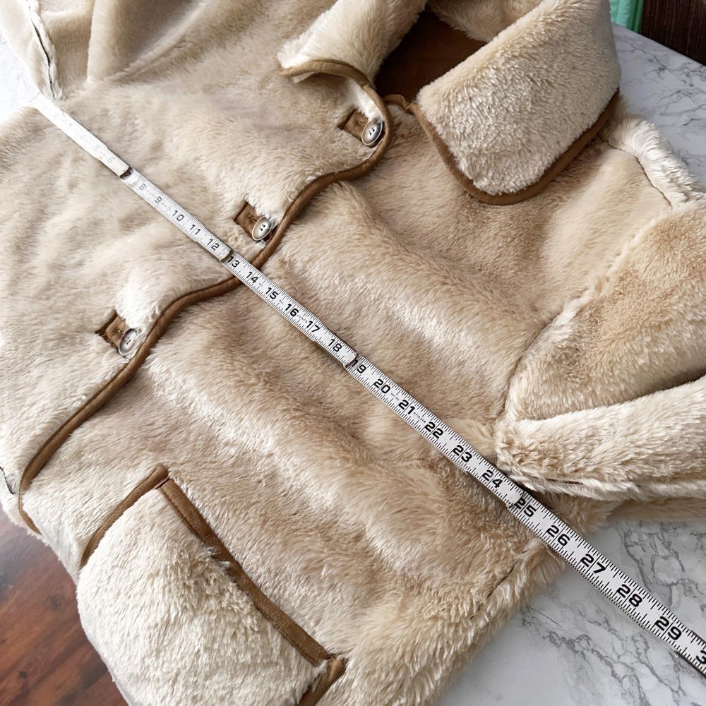 BDG Reversible Tan Faux Suede Shearling Jacket Women's Size Large NWOT - Picture 11 of 13